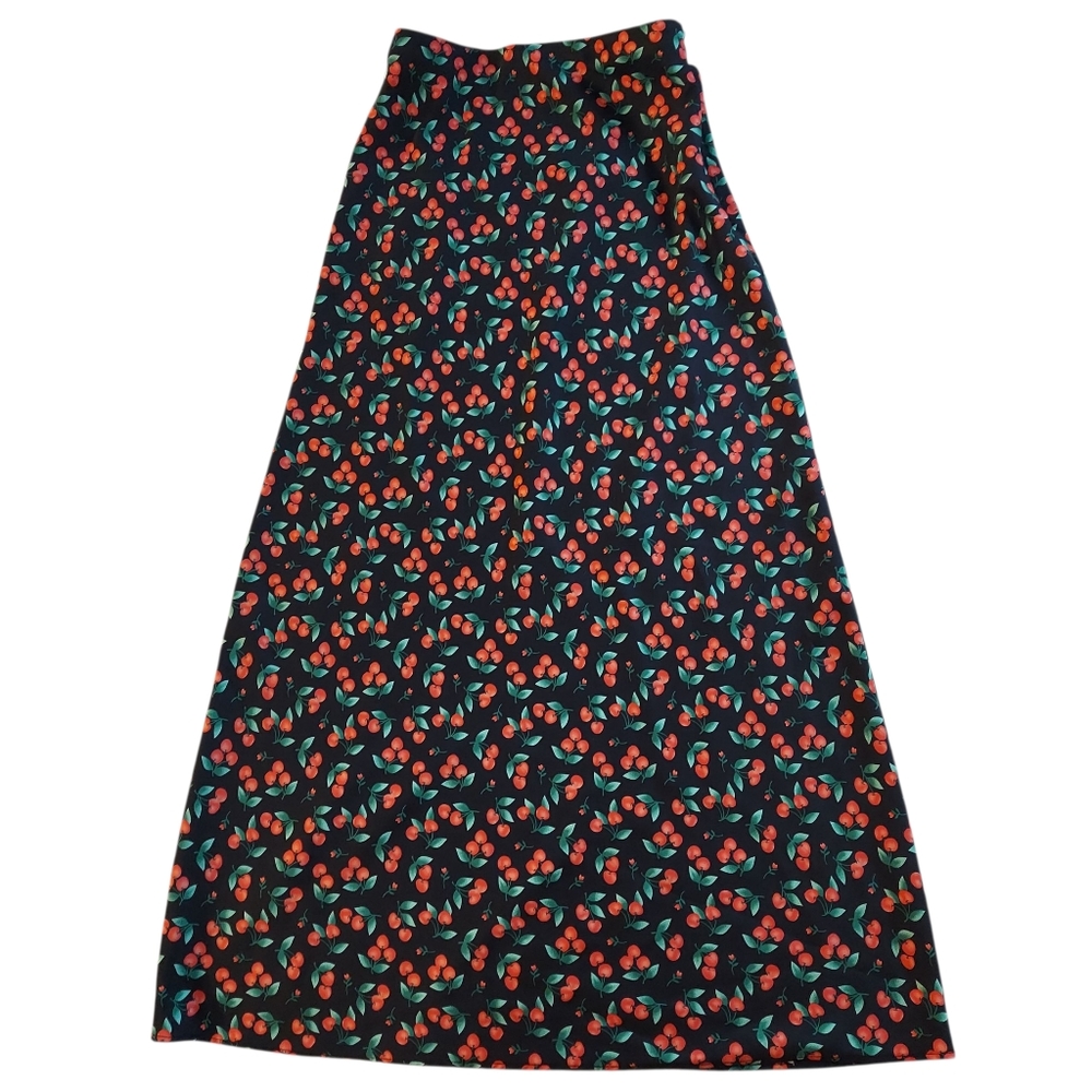 Forever 21 Black and Red Cherry Print Skirt